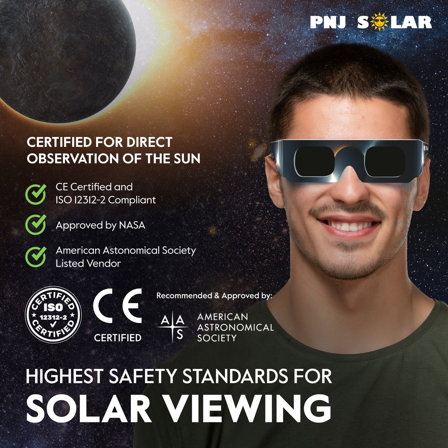 10 Pairs - Solar Eclipse Glasses - ISO Certified - AAS Approved - Family Pack  - Mixed Patterns
