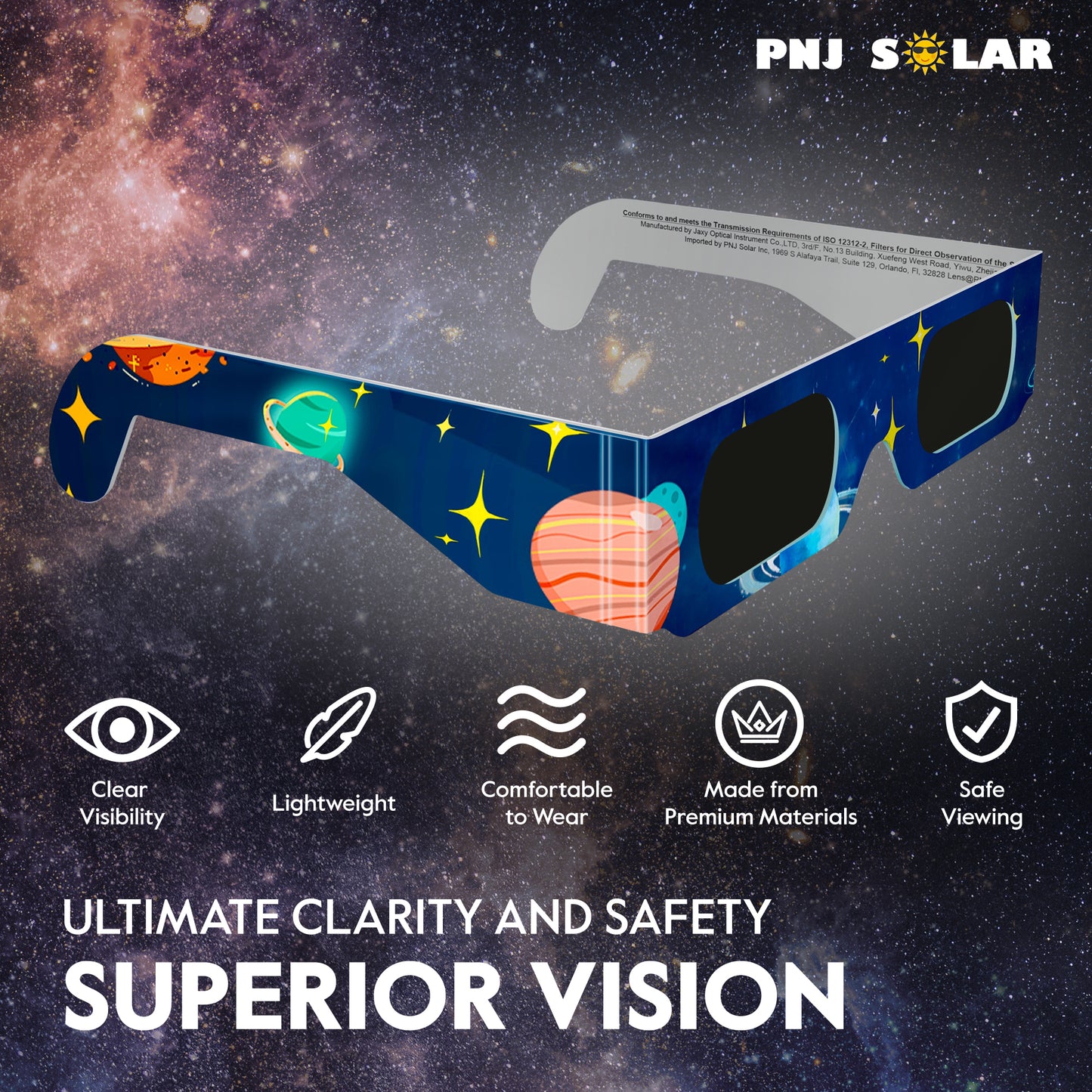 10 Pairs - Solar Eclipse Glasses - ISO Certified - AAS Approved - Family Pack  - Mixed Patterns