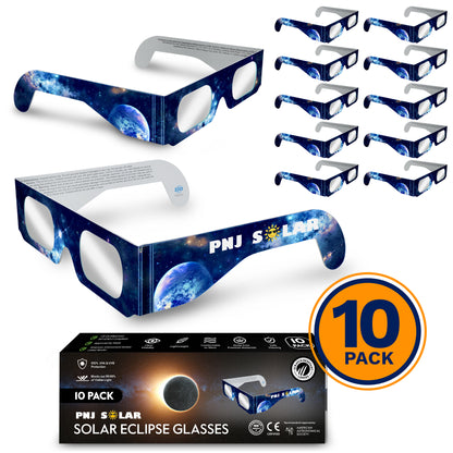 10 Pack - Solar Eclipse Glasses - ISO Certified - AAS Approved - Galaxy Design