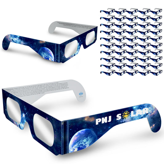 100 Pack - Solar Eclipse Glasses - ISO Certified - AAS Approved - Galaxy Design