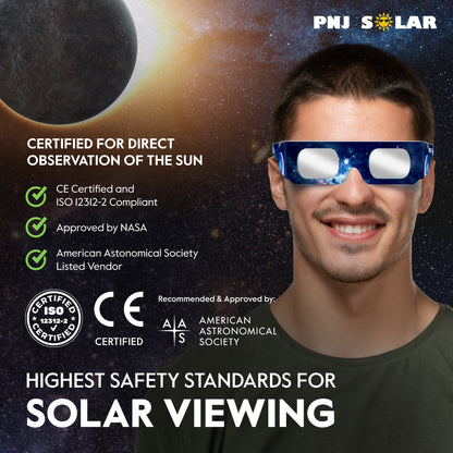 100 Pack - Solar Eclipse Glasses - ISO Certified - AAS Approved - Galaxy Design