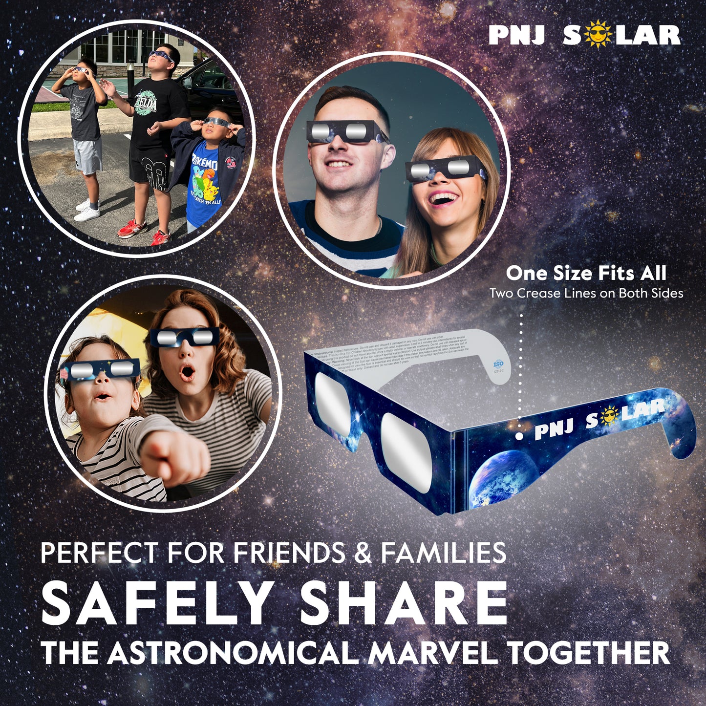 10 Pack - Solar Eclipse Glasses - ISO Certified - AAS Approved - Galaxy Design