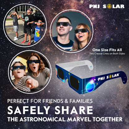 100 Pack - Solar Eclipse Glasses - ISO Certified - AAS Approved  - Family Pack - Mixed Patterns