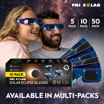 100 Pack - Solar Eclipse Glasses - ISO Certified - AAS Approved  - Family Pack - Mixed Patterns