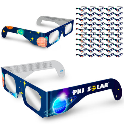 100 Pack - Solar Eclipse Glasses - ISO Certified - AAS Approved - Planets Design