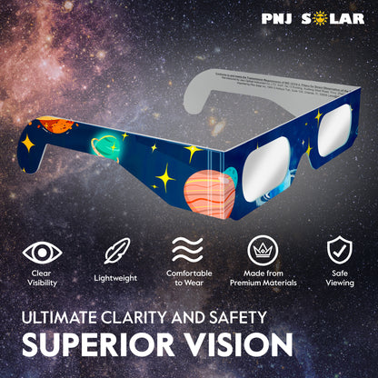 100 Pack - Solar Eclipse Glasses - ISO Certified - AAS Approved - Planets Design