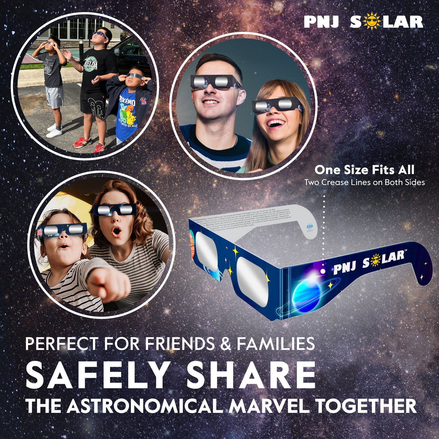 100 Pack - Solar Eclipse Glasses - ISO Certified - AAS Approved - Planets Design