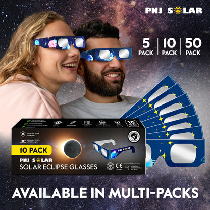 10 Pack - Solar Eclipse Glasses - ISO Certified - AAS Approved - Galaxy Design