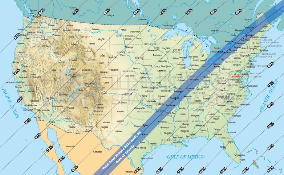 2024 Solar Eclipse Map 11''x17''